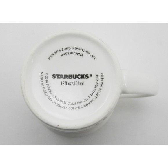 Starbucks Red/Gold Abstract Holiday Tall 12 fl oz Mug - Holiday 2014 Coffee Cup - Picture 4 of 5